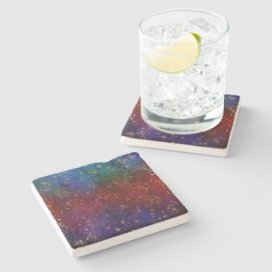 Moody Ombre   Psychedelic Grunge Gold Stardust Stone Coaster