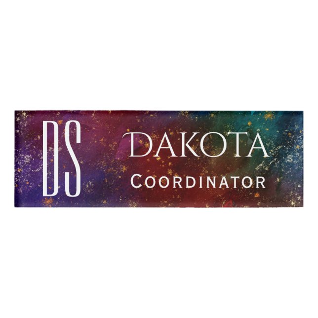 Moody Ombre | Psychedelic Grunge Stardust Monogram Name Tag (Front)