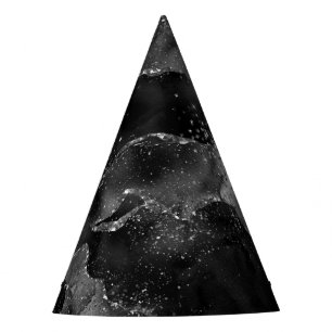 Moody Onyx Agate Elegant Black Silver Goth Glam Party Hat