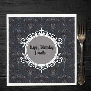 Moody Onyx Baroque Gothic Birthday Party Napkin