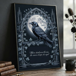 Moody Onyx Gothic Raven Art Poster