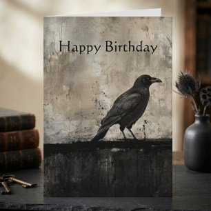 Moody Onyx Gothic Raven Silhouette Birthday Card