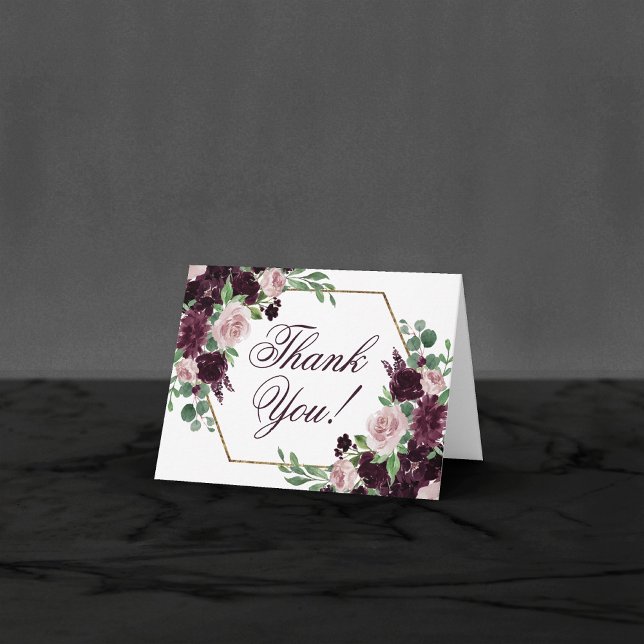 Moody Passion | Dramatic Purple Floral Geometric Thank You Card (Creator Uploaded)