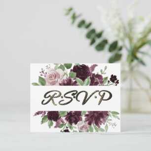 Moody Passion Dramatic Purple Garland Meal RSVP Postcard