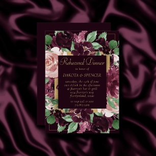 Moody Passion   Dramatic Purple Rehearsal Dinner Invitation
