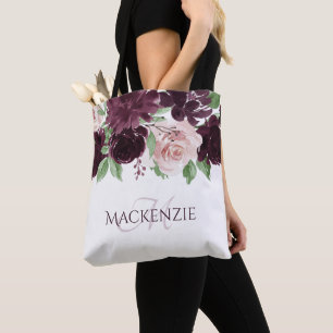 Moody Passion Dramatic Purple Wine Floral Custom Tote Bag