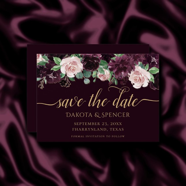 Moody Passion | Dramatic Purple Wine Rose Garland Save The Date (Creator Uploaded)