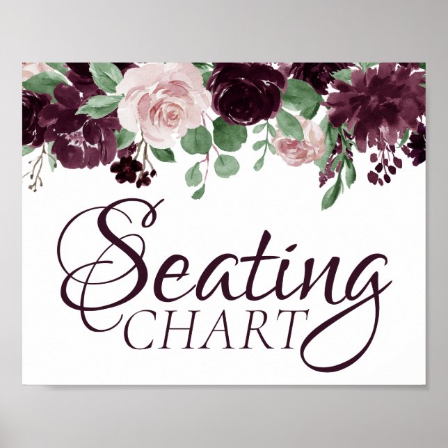 Moody Passion | Dramatic Purple Wine Rose Seating Poster (Front)