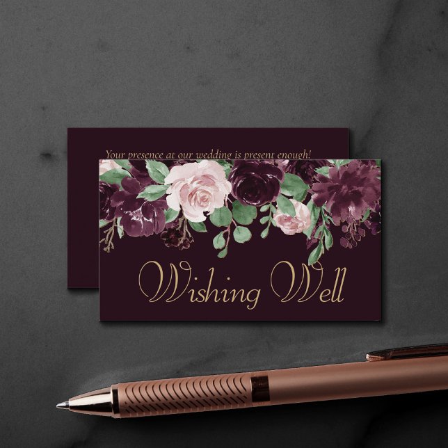 Moody Passion | Dramatic Purple Wine Wishing Well Enclosure Card (Creator Uploaded)
