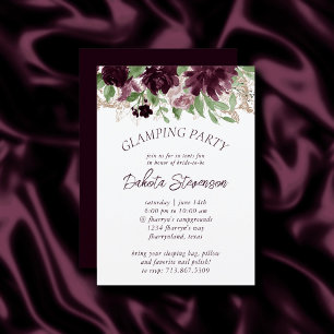 Moody Passion   Purple Floral Frame Glamping Party Invitation