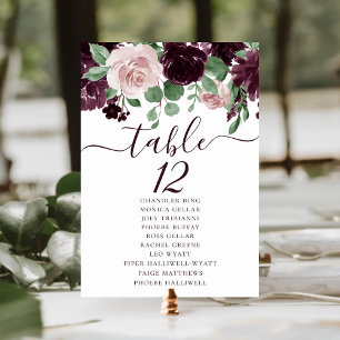 Moody Passions Dramatic Purple Wine Guest Names Table Number