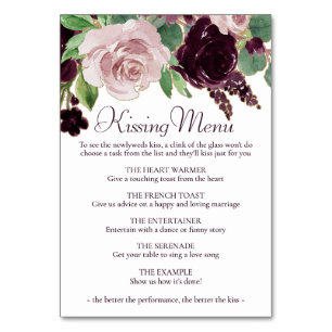 Moody Passions Dramatic Purple Wine Kissing Menu Table Number
