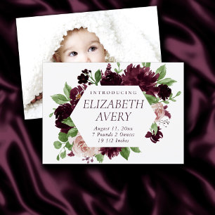 Moody Passions   Dramatic Purple Wine Photo Birth Announcement