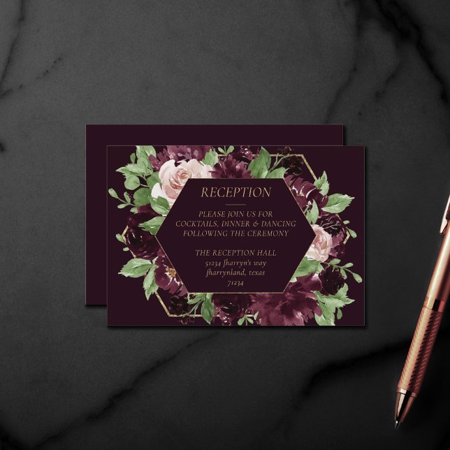 Moody Passions | Dramatic Purple Wine Reception Enclosure Card (Creator Uploaded)