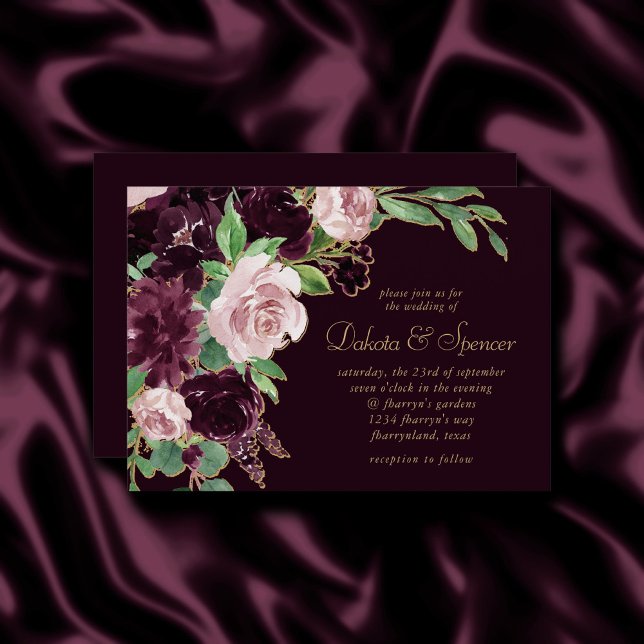 Moody Passions | Dramatic Purple Wine Rose Bouquet Invitation (Creator Uploaded)