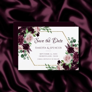 Moody Passions Dramatic Purple Wine Rose Bouquet Save The Date