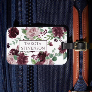 Moody Passions   Dramatic Purple Wine Rose Custom Luggage Tag