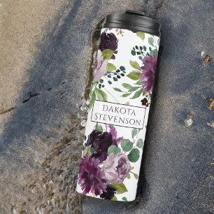 Moody Passions   Dramatic Purple Wine Rose Custom Thermal Tumbler