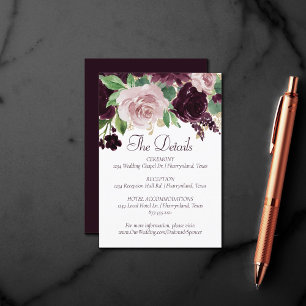Moody Passions Dramatic Purple Wine Rose Details Enclosure Card