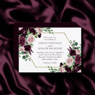 Moody Passions Dramatic Purple Wine Rose Frame Invitation