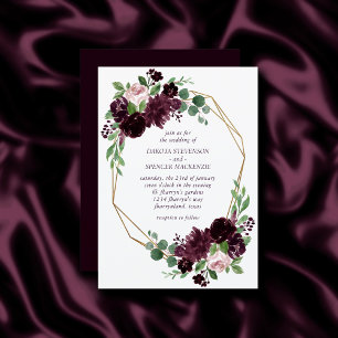 Moody Passions Dramatic Purple Wine Rose Frame Invitation
