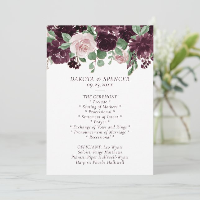 Moody Passions | Dramatic Purple Wine Rose Garland Programme (Standing Front)