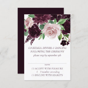 Moody Passions Dramatic Purple Wine Rose Garland RSVP Card