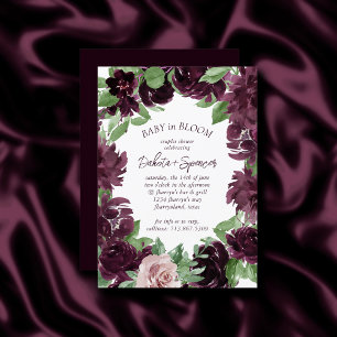 Moody Passions Dramatic Purple Wine Rose Wreath Invitation