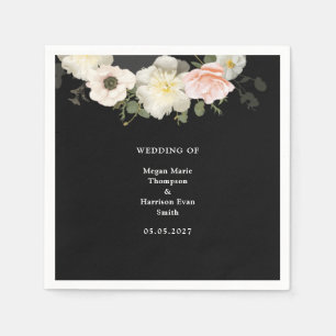 Moody Peonies and Anemones blooming Wedding Napkin