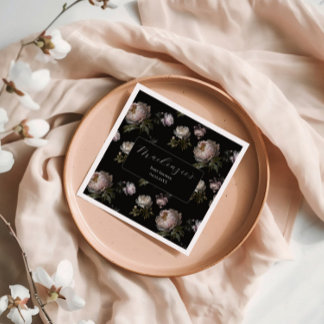 Moody Peony Flowers Baby Shower Napkin