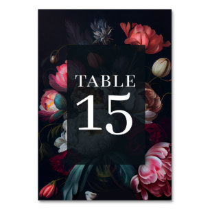 Moody Peony Painterly Floral Table Number