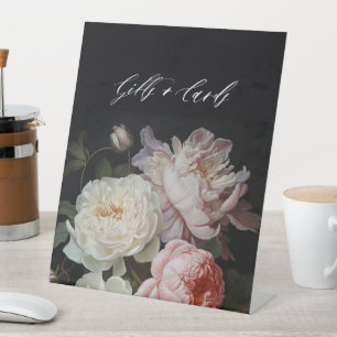 Moody Peony Rose Floral Gifts and Cards Pedestal Sign
