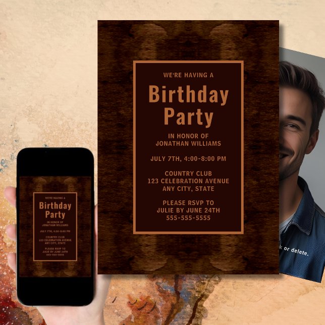 Moody Photo Birthday Party Invitation Editable  (Creator Uploaded)