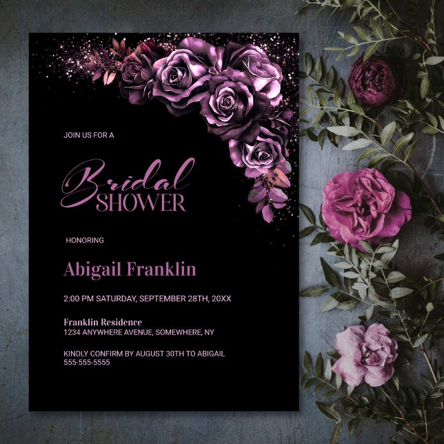 Moody Pink Floral Bridal Shower Invitation (Creator Uploaded)