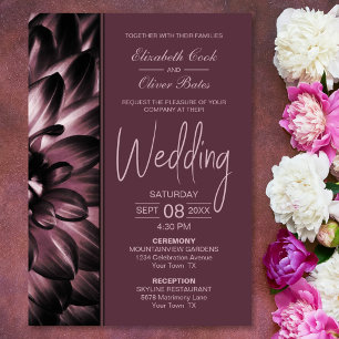 Moody Pink Floral Wedding Invitation