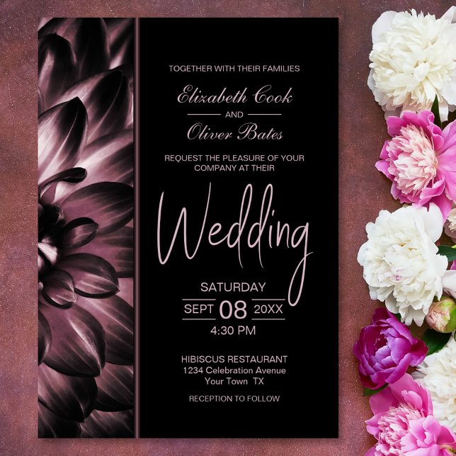 Moody Pink Floral Wedding Invitation (Creator Uploaded)