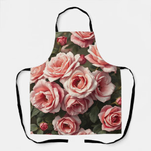 Moody Pink Rose Garden Pattern Apron