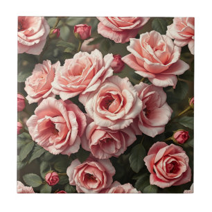 Moody Pink Rose Garden Pattern Tile