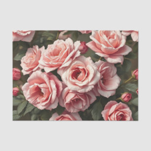Moody Pink Rose Garden Pattern Tissue Paper