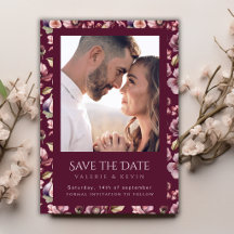 Moody Plum Burgundy Fig Wedding Save The Date