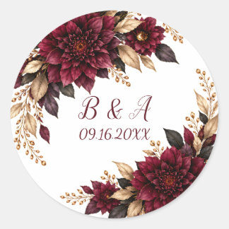 Moody Plum Ivory Floral Wedding Envelope Seal Stic