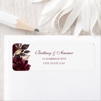 Moody Plum Ivory Floral Wedding Return Address Lab