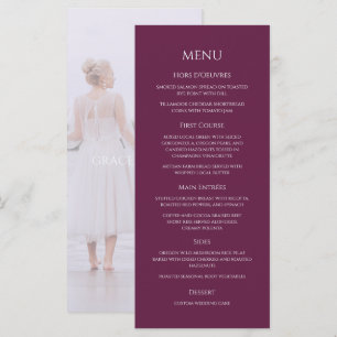 Moody Plum Modern Photo Minimalist Wedding Menu
