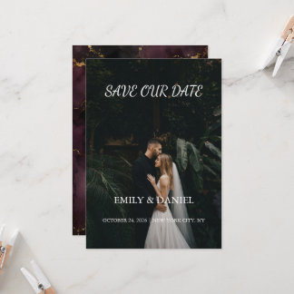 Moody Plum Noir Elegant Fall Photo Save The Date Invitation