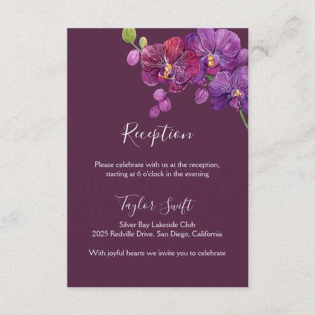 Moody Plum Wedding Reception Card (Front)