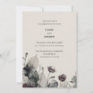 Moody Poppy Floral Wedding Invitation
