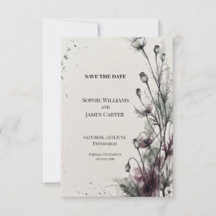 Moody Poppy Floral Wedding Save The Date