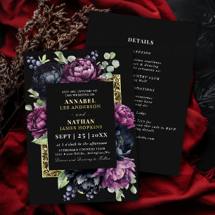 Moody Purple and Black Elegant Floral Wedding