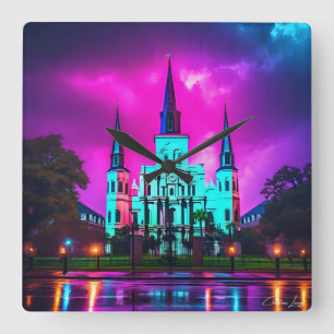 Moody Purple and Teal Acrylic Wall Clock