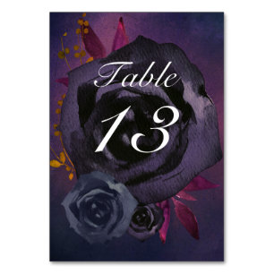 Moody Purple Black Fall Wedding Table Number
